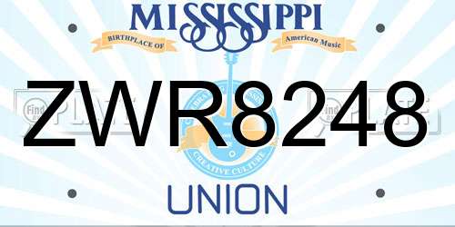 ZWR8248 Mississippi License Plate