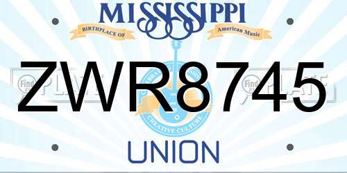 ZWR8745 Mississippi License Plate