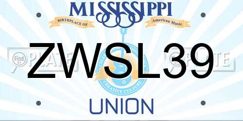 ZWSL39 Mississippi License Plate