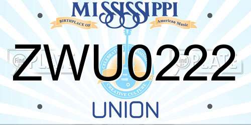 ZWU0222 Mississippi License Plate