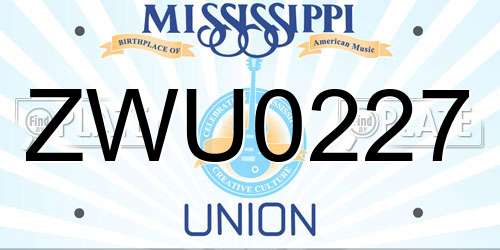 ZWU0227 Mississippi License Plate