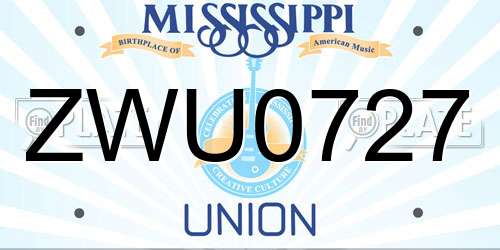 ZWU0727 Mississippi License Plate