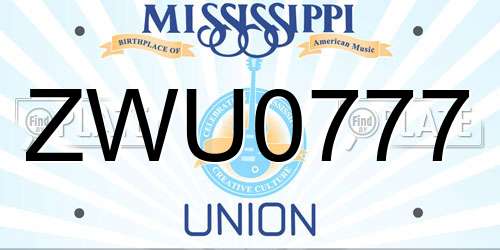 ZWU0777 Mississippi License Plate