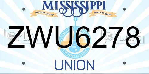 ZWU6278 Mississippi License Plate