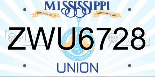 ZWU6728 Mississippi License Plate