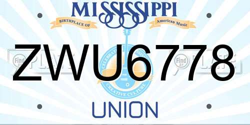ZWU6778 Mississippi License Plate