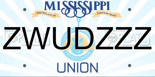 ZWUDZZZ Mississippi License Plate