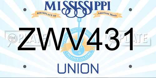ZWV431 Mississippi License Plate