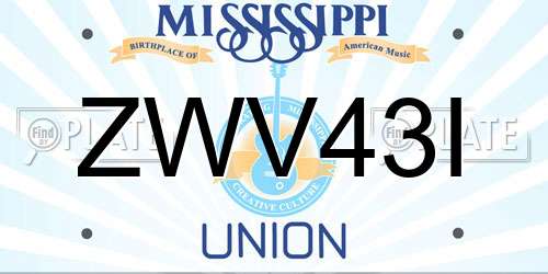 ZWV43I Mississippi License Plate