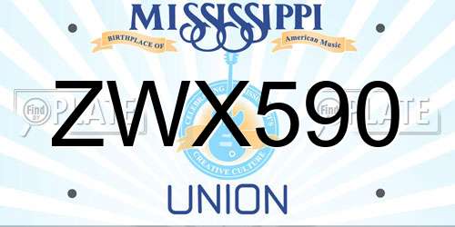 ZWX590 Mississippi License Plate