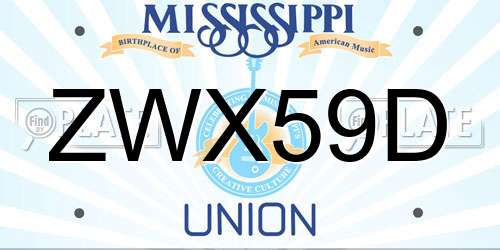 ZWX59D Mississippi License Plate