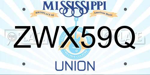 ZWX59Q Mississippi License Plate