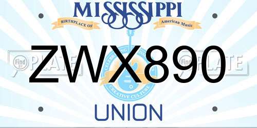 ZWX890 Mississippi License Plate