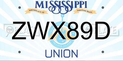 ZWX89D Mississippi License Plate