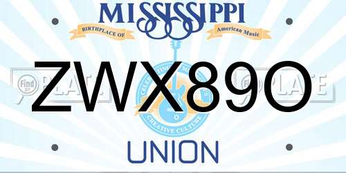 ZWX89O Mississippi License Plate