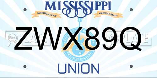 ZWX89Q Mississippi License Plate