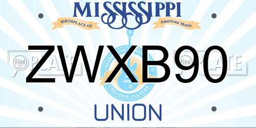 ZWXB90 Mississippi License Plate