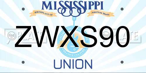 ZWXS90 Mississippi License Plate