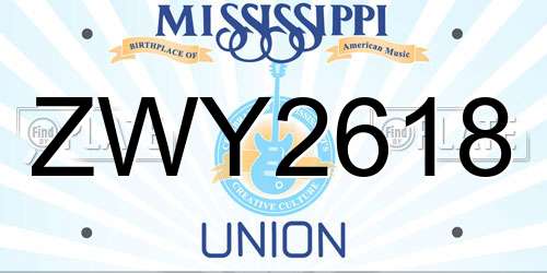 ZWY2618 Mississippi License Plate