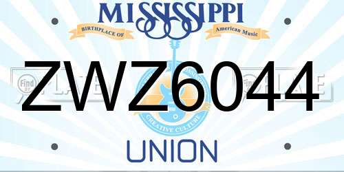 ZWZ6044 Mississippi License Plate