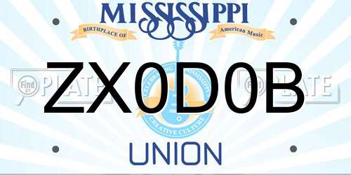 ZX0D0B Mississippi License Plate