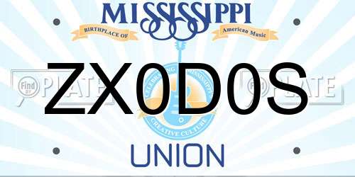 ZX0D0S Mississippi License Plate