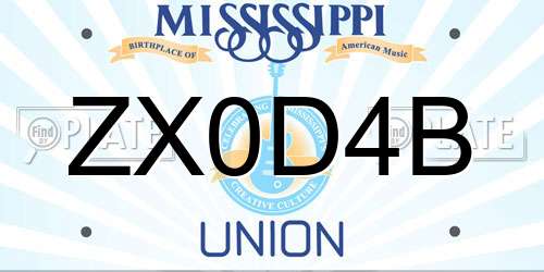 ZX0D4B Mississippi License Plate
