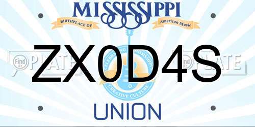 ZX0D4S Mississippi License Plate