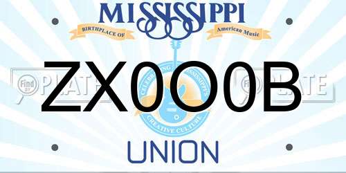 ZX0O0B Mississippi License Plate