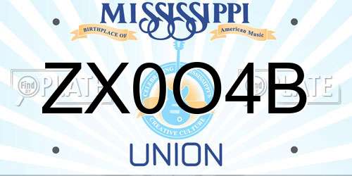 ZX0O4B Mississippi License Plate