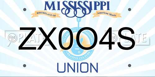 ZX0O4S Mississippi License Plate