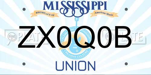 ZX0Q0B Mississippi License Plate