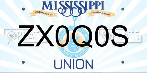ZX0Q0S Mississippi License Plate