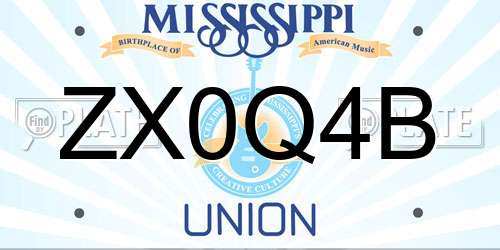 ZX0Q4B Mississippi License Plate