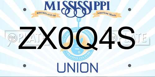 ZX0Q4S Mississippi License Plate