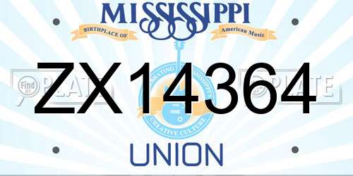 ZX14364 Mississippi License Plate