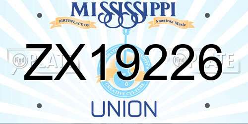 ZX19226 Mississippi License Plate