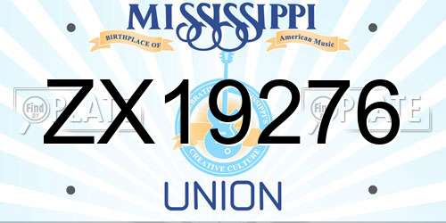 ZX19276 Mississippi License Plate