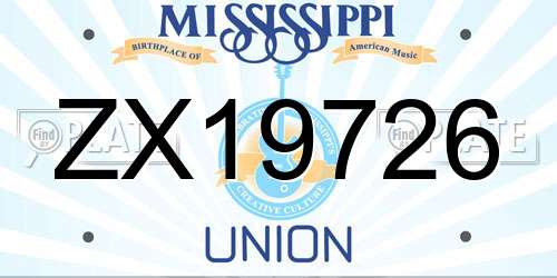 ZX19726 Mississippi License Plate