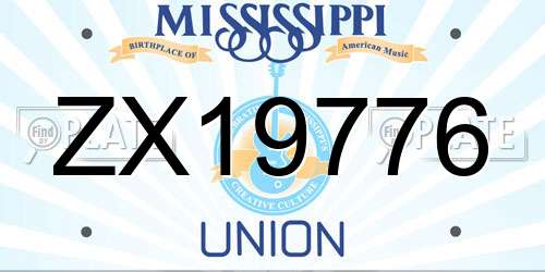 ZX19776 Mississippi License Plate