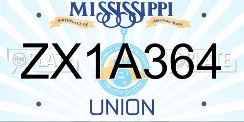 ZX1A364 Mississippi License Plate