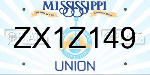 ZX1Z149 Mississippi License Plate