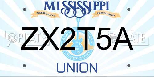 ZX2T5A Mississippi License Plate
