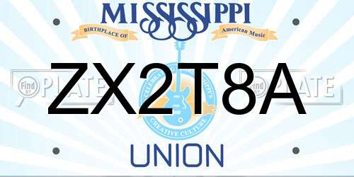 ZX2T8A Mississippi License Plate