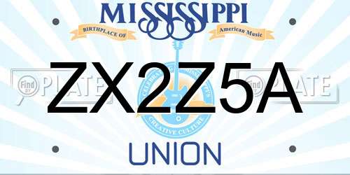 ZX2Z5A Mississippi License Plate