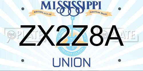 ZX2Z8A Mississippi License Plate