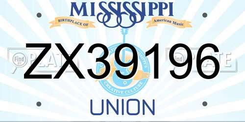 ZX39196 Mississippi License Plate