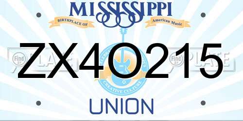 ZX4O215 Mississippi License Plate