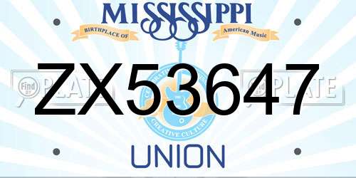 ZX53647 Mississippi License Plate