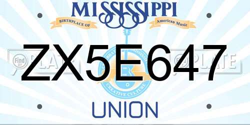 ZX5E647 Mississippi License Plate